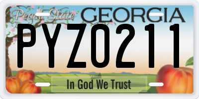 GA license plate PYZ0211