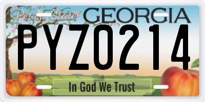 GA license plate PYZ0214
