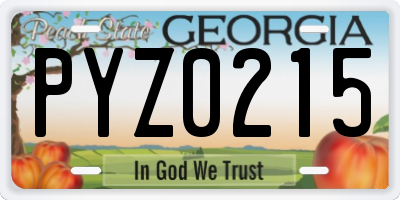 GA license plate PYZ0215