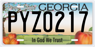GA license plate PYZ0217