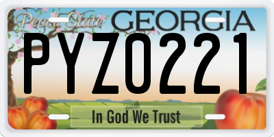 GA license plate PYZ0221