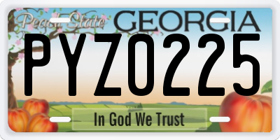 GA license plate PYZ0225