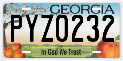 GA license plate PYZ0232
