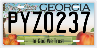 GA license plate PYZ0237