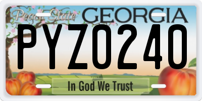 GA license plate PYZ0240