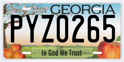 GA license plate PYZ0265