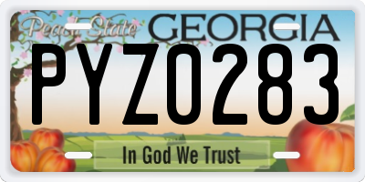 GA license plate PYZ0283