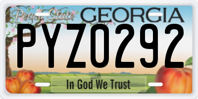 GA license plate PYZ0292