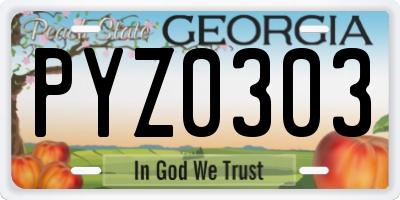 GA license plate PYZ0303