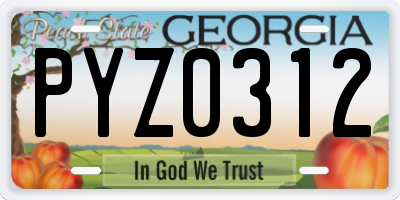 GA license plate PYZ0312
