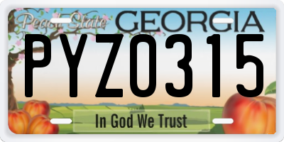 GA license plate PYZ0315