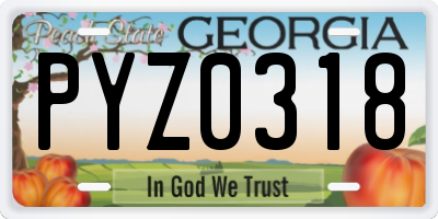 GA license plate PYZ0318