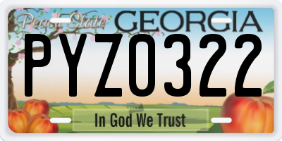 GA license plate PYZ0322