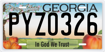 GA license plate PYZ0326