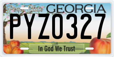 GA license plate PYZ0327