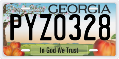 GA license plate PYZ0328