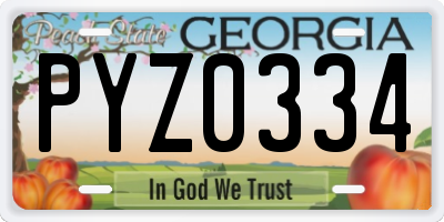 GA license plate PYZ0334
