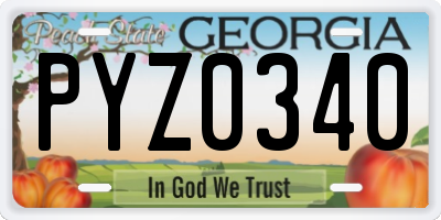 GA license plate PYZ0340