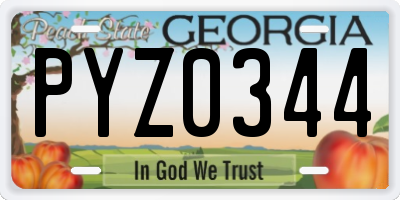 GA license plate PYZ0344