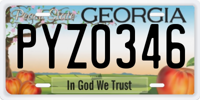 GA license plate PYZ0346