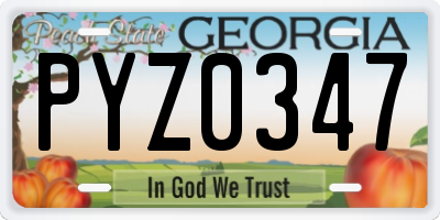 GA license plate PYZ0347