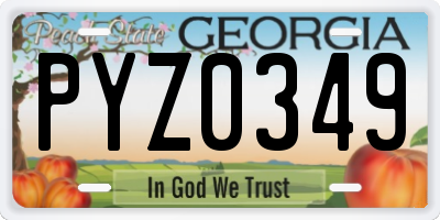 GA license plate PYZ0349
