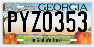 GA license plate PYZ0353
