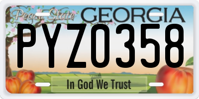 GA license plate PYZ0358
