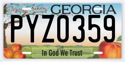 GA license plate PYZ0359