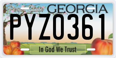 GA license plate PYZ0361
