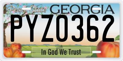 GA license plate PYZ0362