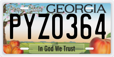GA license plate PYZ0364