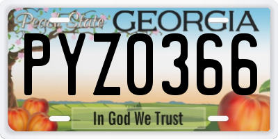 GA license plate PYZ0366