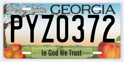 GA license plate PYZ0372