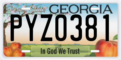 GA license plate PYZ0381