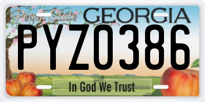 GA license plate PYZ0386
