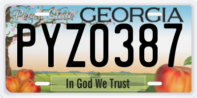 GA license plate PYZ0387