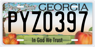 GA license plate PYZ0397