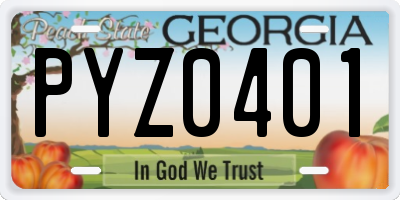 GA license plate PYZ0401