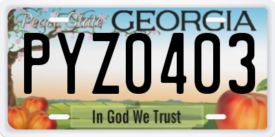 GA license plate PYZ0403