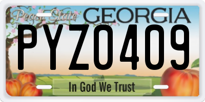 GA license plate PYZ0409