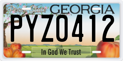 GA license plate PYZ0412
