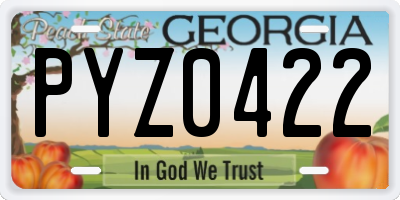 GA license plate PYZ0422