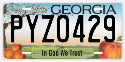 GA license plate PYZ0429