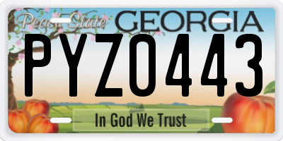 GA license plate PYZ0443