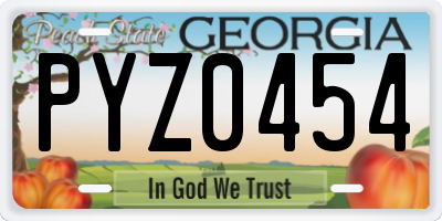 GA license plate PYZ0454