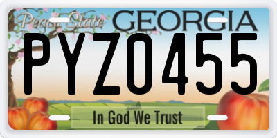 GA license plate PYZ0455