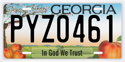 GA license plate PYZ0461