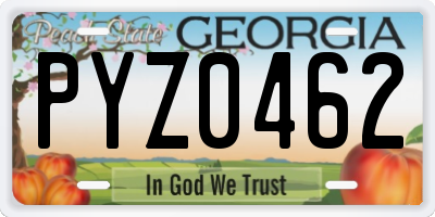 GA license plate PYZ0462