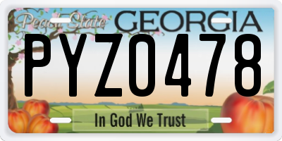 GA license plate PYZ0478